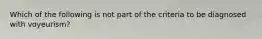 Which of the following is not part of the criteria to be diagnosed with voyeurism?