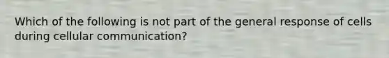 Which of the following is not part of the general response of cells during cellular communication?