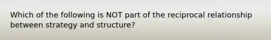 Which of the following is NOT part of the reciprocal relationship between strategy and structure?