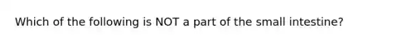 Which of the following is NOT a part of <a href='https://www.questionai.com/knowledge/kt623fh5xn-the-small-intestine' class='anchor-knowledge'>the small intestine</a>?