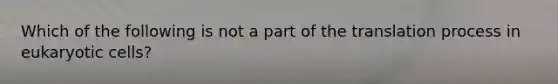 Which of the following is not a part of the translation process in <a href='https://www.questionai.com/knowledge/kb526cpm6R-eukaryotic-cells' class='anchor-knowledge'>eukaryotic cells</a>?