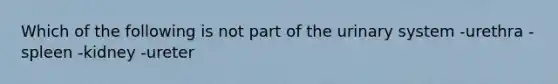 Which of the following is not part of the urinary system -urethra -spleen -kidney -ureter