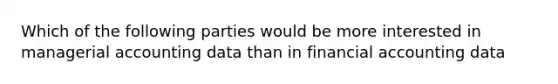 Which of the following parties would be more interested in managerial accounting data than in financial accounting data