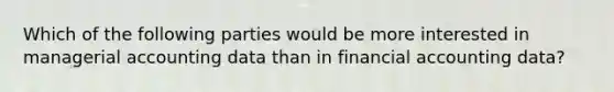 Which of the following parties would be more interested in managerial accounting data than in financial accounting data?