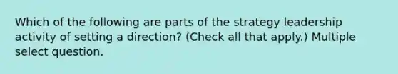 Which of the following are parts of the strategy leadership activity of setting a direction? (Check all that apply.) Multiple select question.