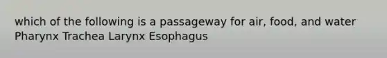 which of the following is a passageway for air, food, and water Pharynx Trachea Larynx Esophagus