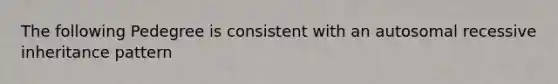 The following Pedegree is consistent with an autosomal recessive inheritance pattern