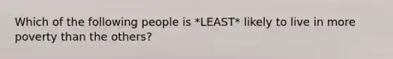 Which of the following people is *LEAST* likely to live in more poverty than the others?