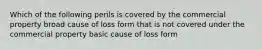 Which of the following perils is covered by the commercial property broad cause of loss form that is not covered under the commercial property basic cause of loss form