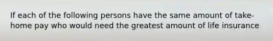 If each of the following persons have the same amount of take-home pay who would need the greatest amount of life insurance