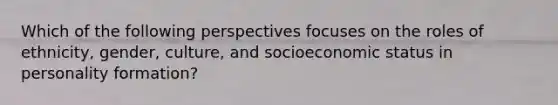 Which of the following perspectives focuses on the roles of ethnicity, gender, culture, and socioeconomic status in personality formation?