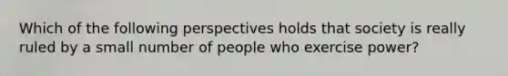 Which of the following perspectives holds that society is really ruled by a small number of people who exercise power?