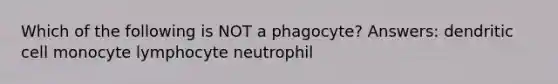 Which of the following is NOT a phagocyte? Answers: dendritic cell monocyte lymphocyte neutrophil