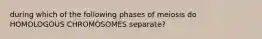 during which of the following phases of meiosis do HOMOLOGOUS CHROMOSOMES separate?