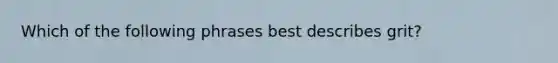 Which of the following phrases best describes grit?