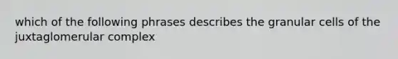 which of the following phrases describes the granular cells of the juxtaglomerular complex