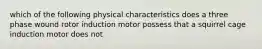 which of the following physical characteristics does a three phase wound rotor induction motor possess that a squirrel cage induction motor does not