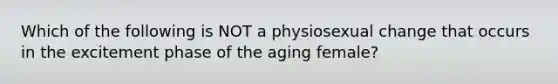 Which of the following is NOT a physiosexual change that occurs in the excitement phase of the aging female?