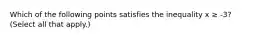 Which of the following points satisfies the inequality x ≥ -3? (Select all that apply.)