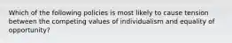 Which of the following policies is most likely to cause tension between the competing values of individualism and equality of opportunity?