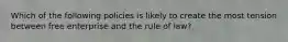 Which of the following policies is likely to create the most tension between free enterprise and the rule of law?