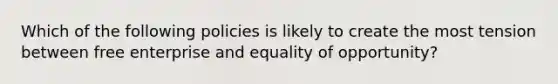 Which of the following policies is likely to create the most tension between free enterprise and equality of opportunity?