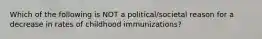 Which of the following is NOT a political/societal reason for a decrease in rates of childhood immunizations?