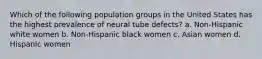 Which of the following population groups in the United States has the highest prevalence of neural tube defects? a. Non-Hispanic white women b. Non-Hispanic black women c. Asian women d. Hispanic women