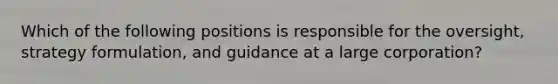 Which of the following positions is responsible for the oversight, strategy formulation, and guidance at a large corporation?