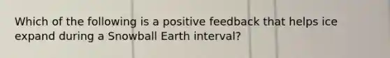 Which of the following is a positive feedback that helps ice expand during a Snowball Earth interval?