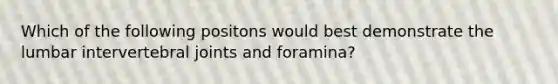 Which of the following positons would best demonstrate the lumbar intervertebral joints and foramina?