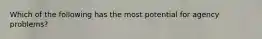 Which of the following has the most potential for agency problems?