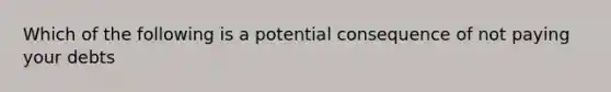 Which of the following is a potential consequence of not paying your debts