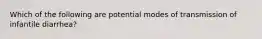 Which of the following are potential modes of transmission of infantile diarrhea?