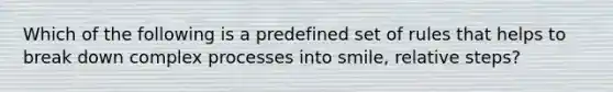 Which of the following is a predefined set of rules that helps to break down complex processes into smile, relative steps?