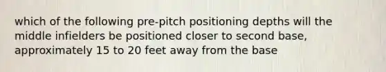 which of the following pre-pitch positioning depths will the middle infielders be positioned closer to second base, approximately 15 to 20 feet away from the base