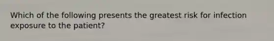 Which of the following presents the greatest risk for infection exposure to the patient?