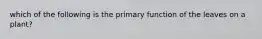 which of the following is the primary function of the leaves on a plant?