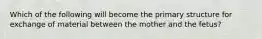 Which of the following will become the primary structure for exchange of material between the mother and the fetus?