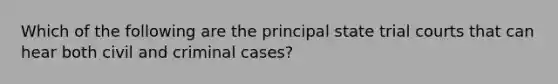 Which of the following are the principal state trial courts that can hear both civil and criminal cases?