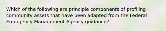 Which of the following are principle components of profiling community assets that have been adapted from the Federal Emergency Management Agency guidance?