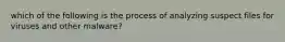 which of the following is the process of analyzing suspect files for viruses and other malware?