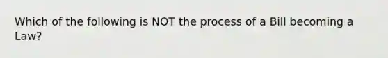 Which of the following is NOT the process of a Bill becoming a Law?