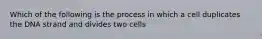 Which of the following is the process in which a cell duplicates the DNA strand and divides two cells