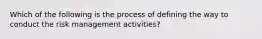 Which of the following is the process of defining the way to conduct the risk management activities?