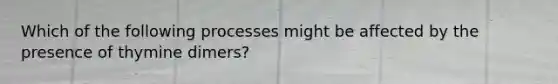 Which of the following processes might be affected by the presence of thymine dimers?