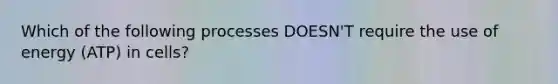 Which of the following processes DOESN'T require the use of energy (ATP) in cells?