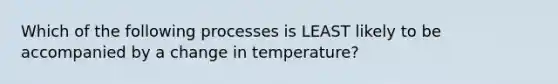 Which of the following processes is LEAST likely to be accompanied by a change in temperature?