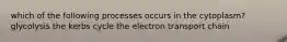 which of the following processes occurs in the cytoplasm? glycolysis the kerbs cycle the electron transport chain
