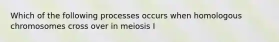 Which of the following processes occurs when homologous chromosomes cross over in meiosis I